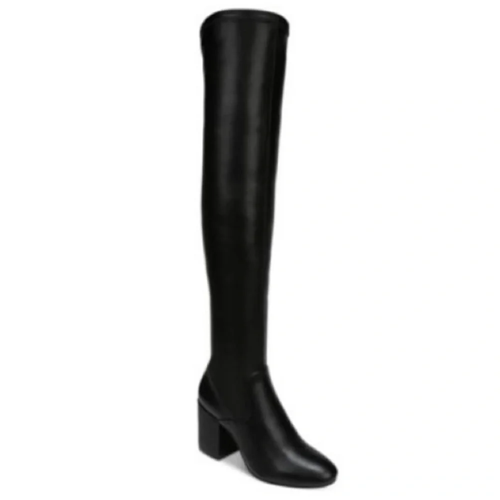 BAR III Gabrie Over-The-Knee Faux Leather Boots in Black Smooth 9.5 NIB